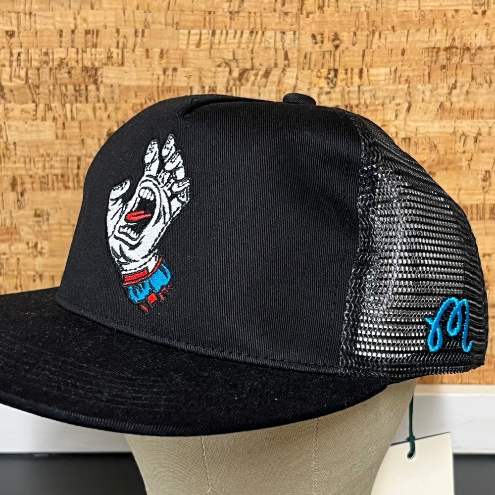 Malbon Golf x Santa Cruz Screaming Hand Trucker Hat Black Snapback New O/S